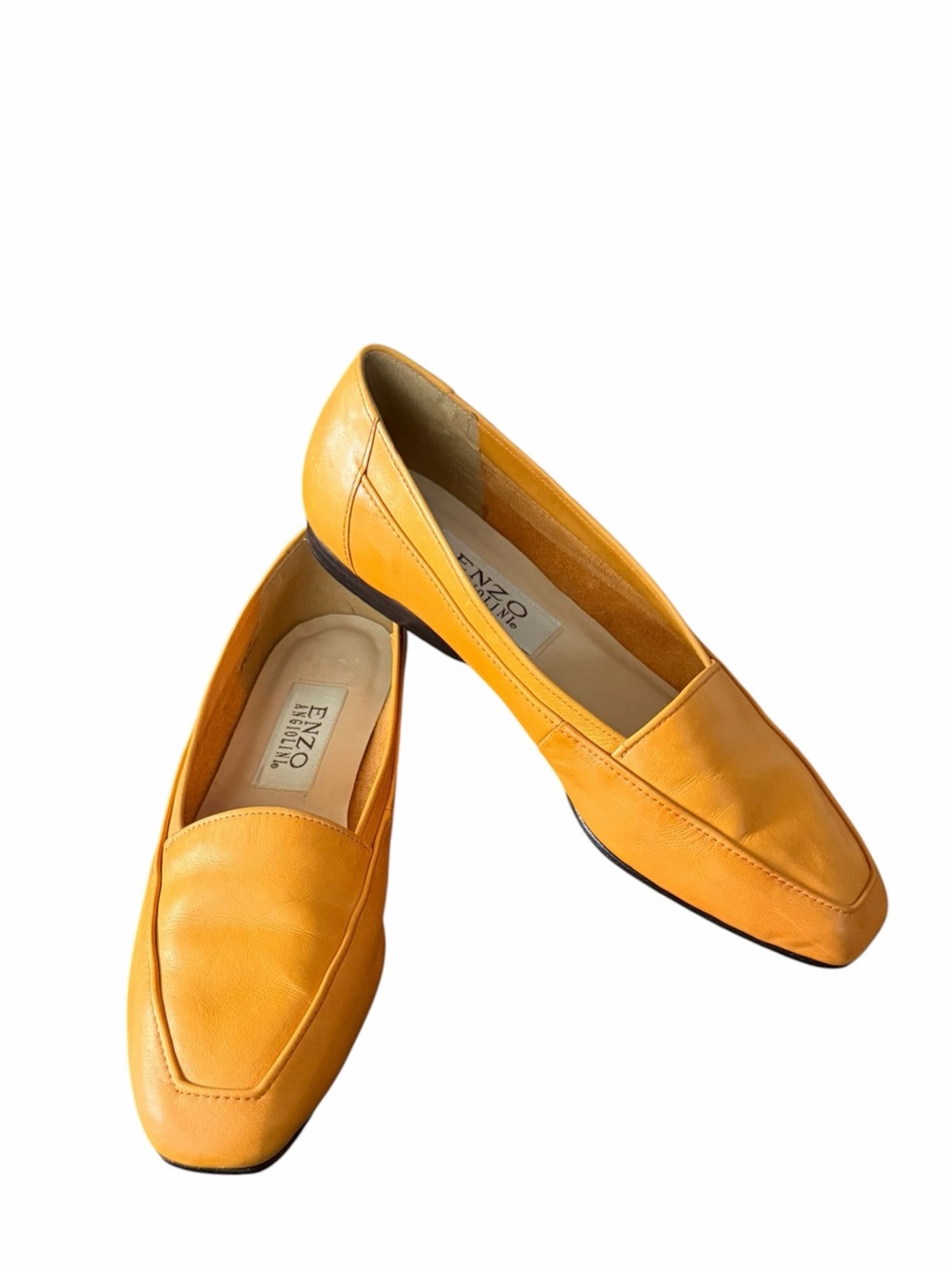 Enzo Angiolini•Gold Slip On Leather Loafers